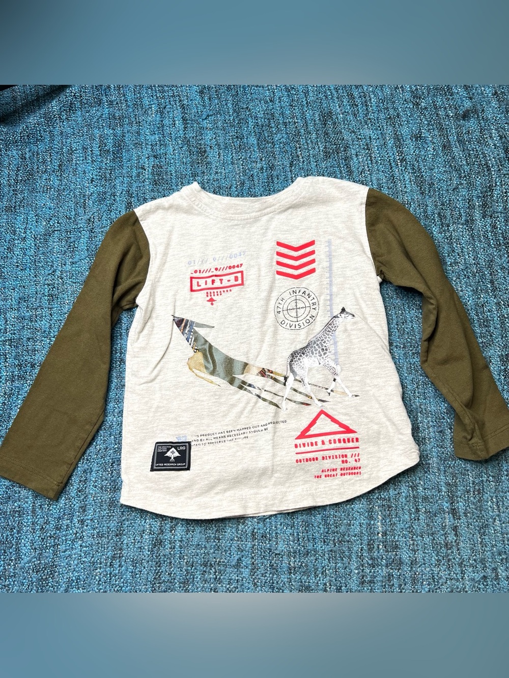 LRG Clothing Lifted Research Group Youth Boy's Size 4 Long Sleeve Tee Gray Green